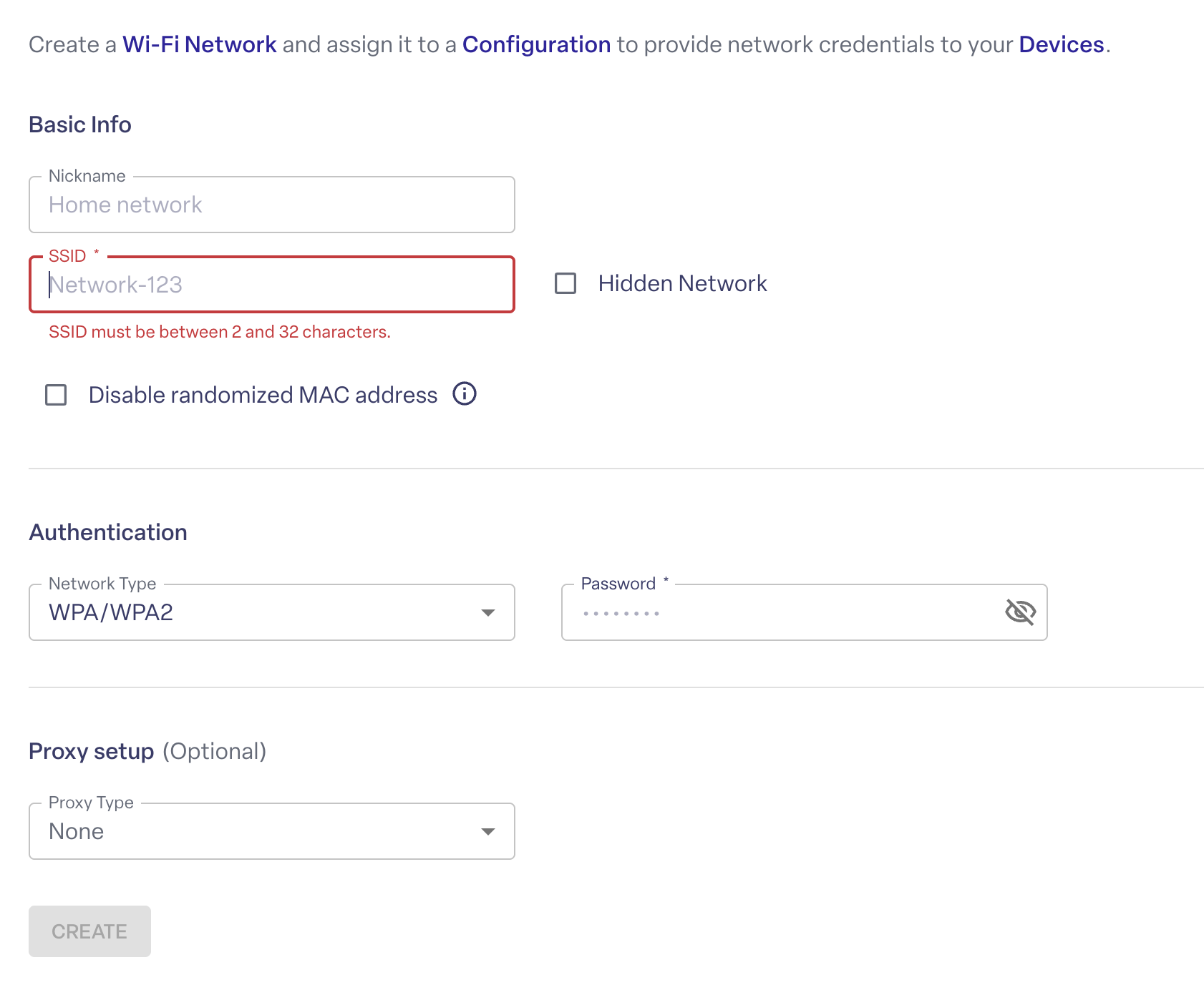 Network Config Screen
