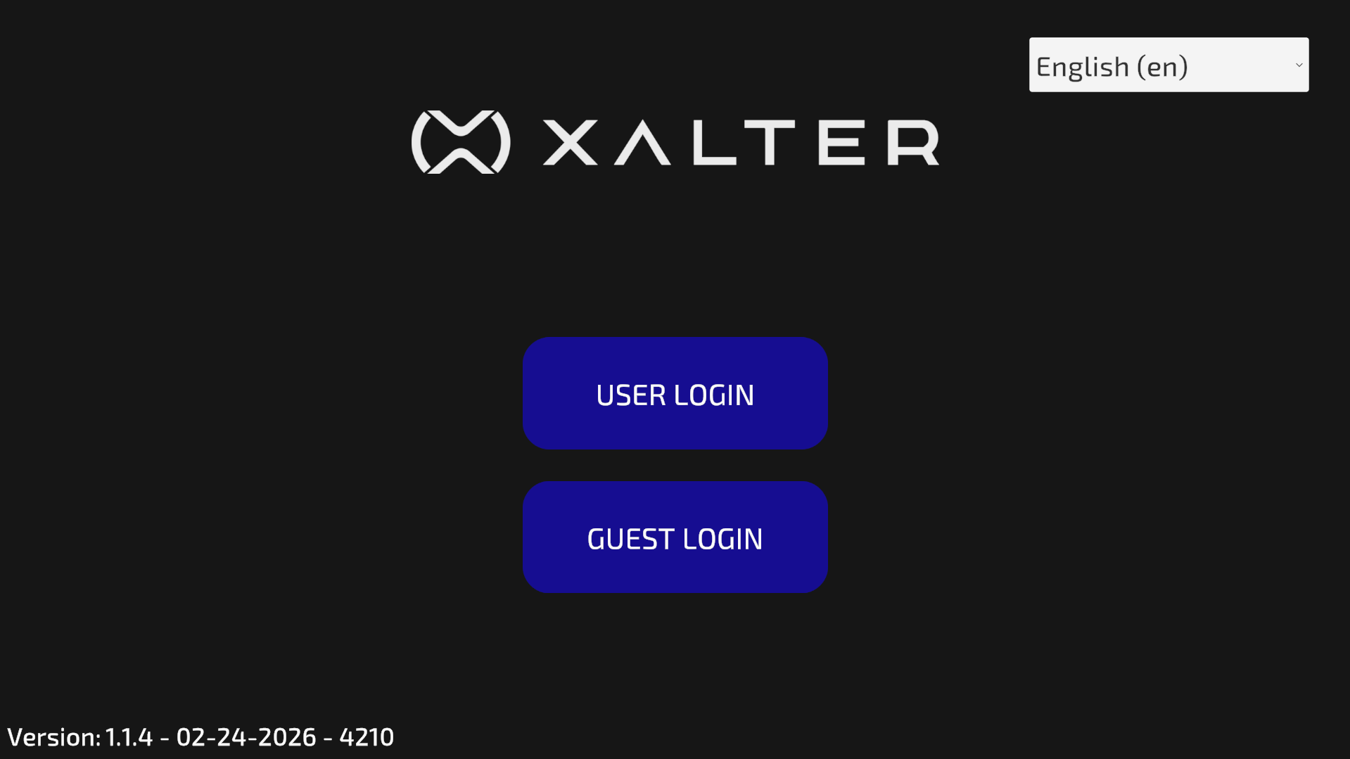 XALTER Login Screen